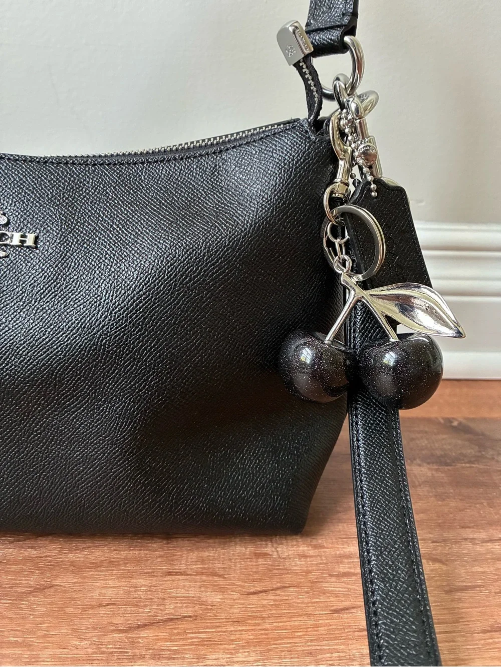 Coach Lewis Leather Crossbody Shoulder Bag, Black / Silver, 80058